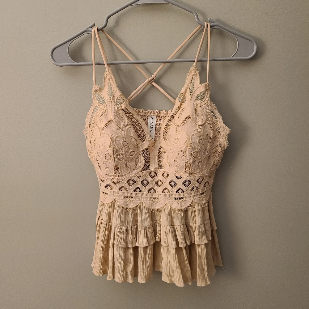 Altar'd State Boho cross-back tank top